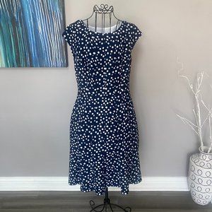 Elle navy-blue white polka-dot dress size M